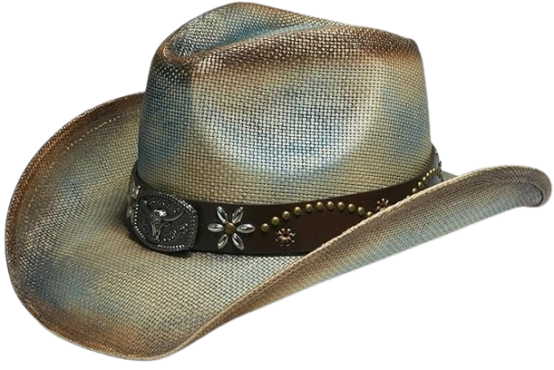 Western Straw Cowboy and Cowgirl Hats with Decorative Bands